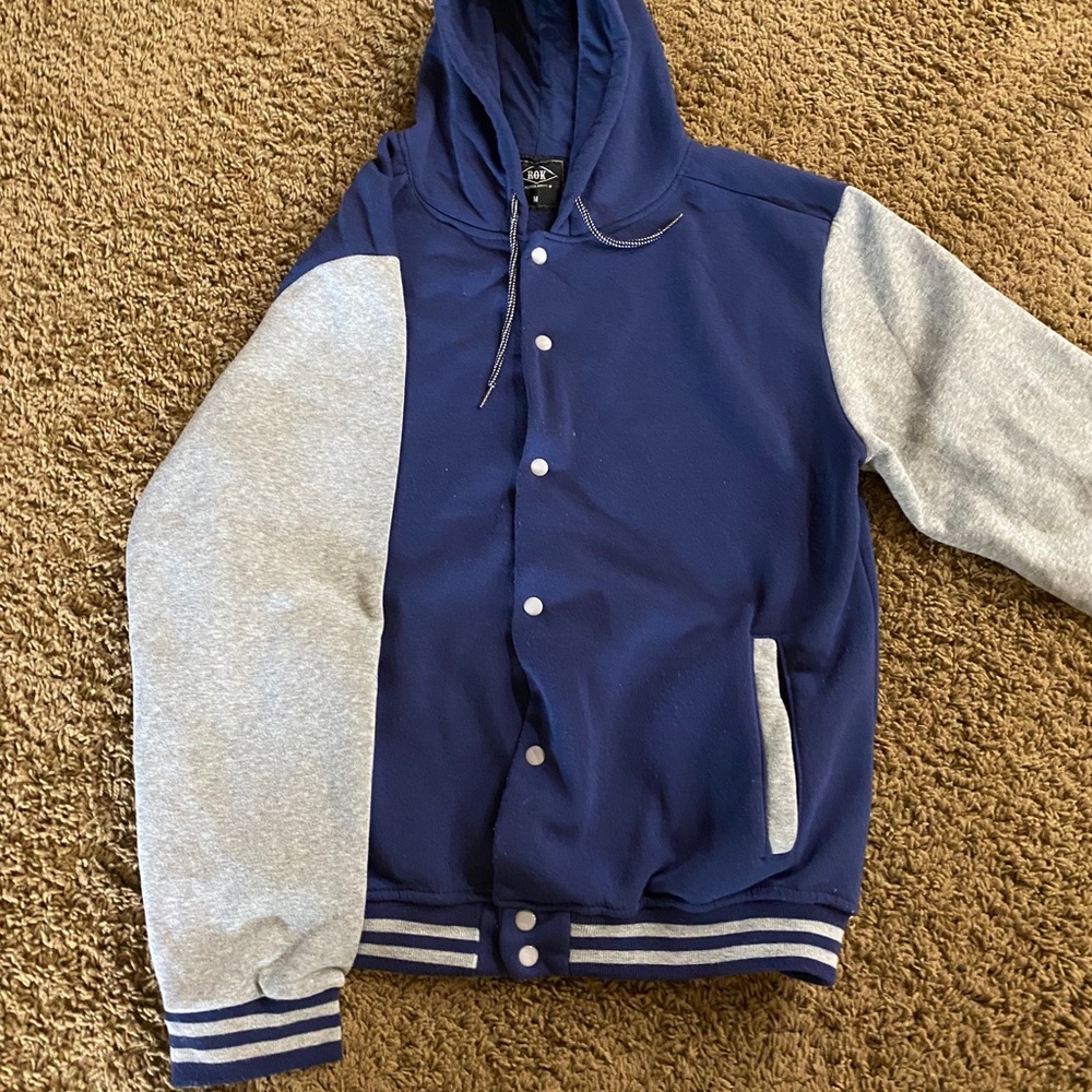 Navy Blue and Grey varsity jacket